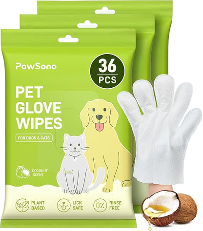 36PCS Hypoallergenic Pet Glove Wipes for Dogs & Cats - Quick Clean & Deodorizing Between Baths & Travel | Dog Washing Wipes for Fur, Butt, Paws, Eyes & Ears| Cat Cleaning Gloves for Grooming & Bathing