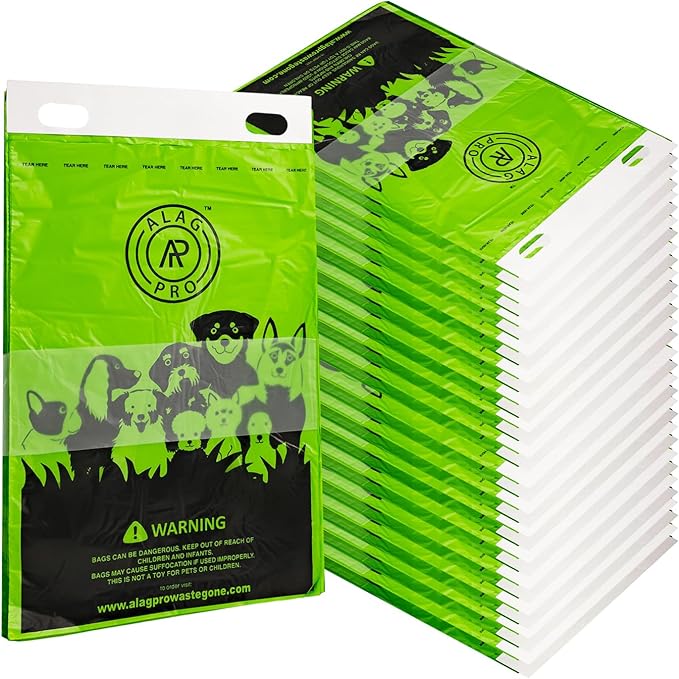 ALAGPRO® 800 Pull-Strap Dog Waste Station Refill Header Bags - Fit Any Pet Waste Header Stations - 45% Thicker than Competitor Bags - 8 Headers of 100 Bags for Backyard, Parks & HOA's