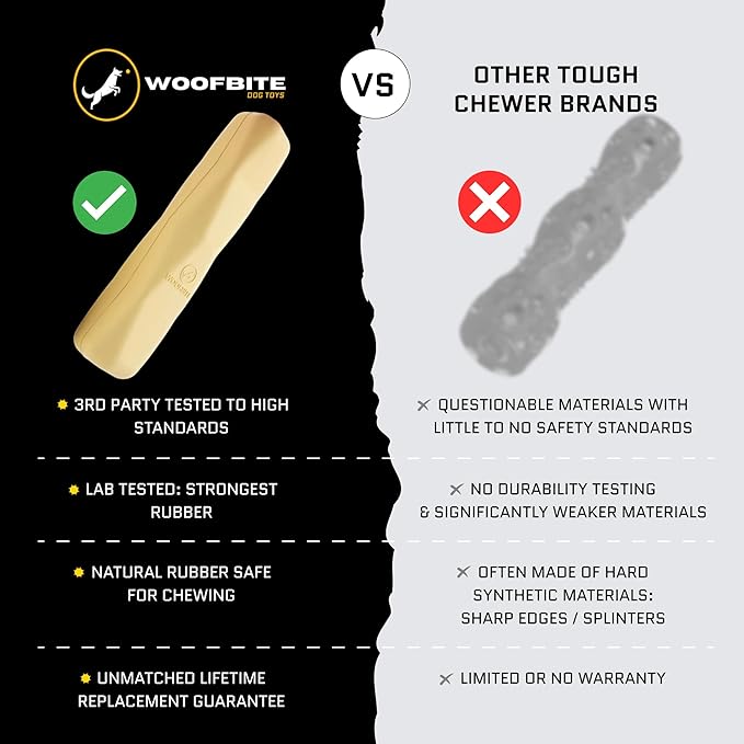 Virtually Indestructible Stick Dog Toy - Lifetime Replacement - Tough Durable Chew Toy for Aggressive Chewers - Safe Non-Toxic Natural Rubber - Chew & Fetch - Med/Large, 8”x2” - Butter Scent
