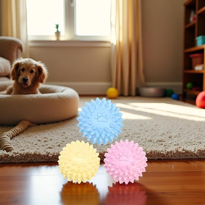3Pcs Colorful Dogs Toy Spiky for TPR Ball No Squeak Chew Toy Long Lasting for Aggressive Heavy Chewers Dogs Puppy Teething Training Spiky Rubber Ball Toy Small,Dog Chew Toys for Aggressive Chewers