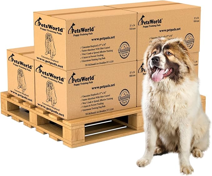 PetsWorld Enormous Dog Pee Pads 37"x54" 600 Count – XXXL Pet Pee Pads for Giant Dogs & Pets, Heavy Duty Leak-Proof Dog Training Pads, Super Absorbent Quick-Dry Potty Pads with Adhesive Tabs