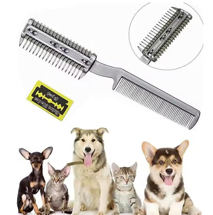 Pet Hair Thinning Comb Dog Hair Trimmer Cutter Comb with Extra Blade Dual-end Double-sided Dog Pet Grooming Tool