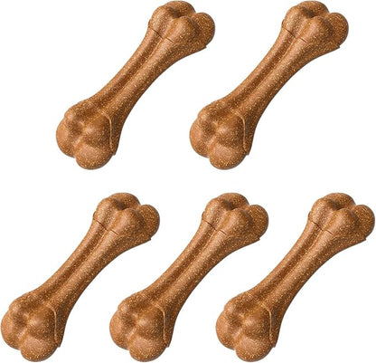 SCHITEC Dog Bone Chew Toys for Medium & Large Dogs, Beef Flavor Teething Toy, Durable Dog Toys for Aggressive Chewers, Teeth Cleaning, 5Pcs