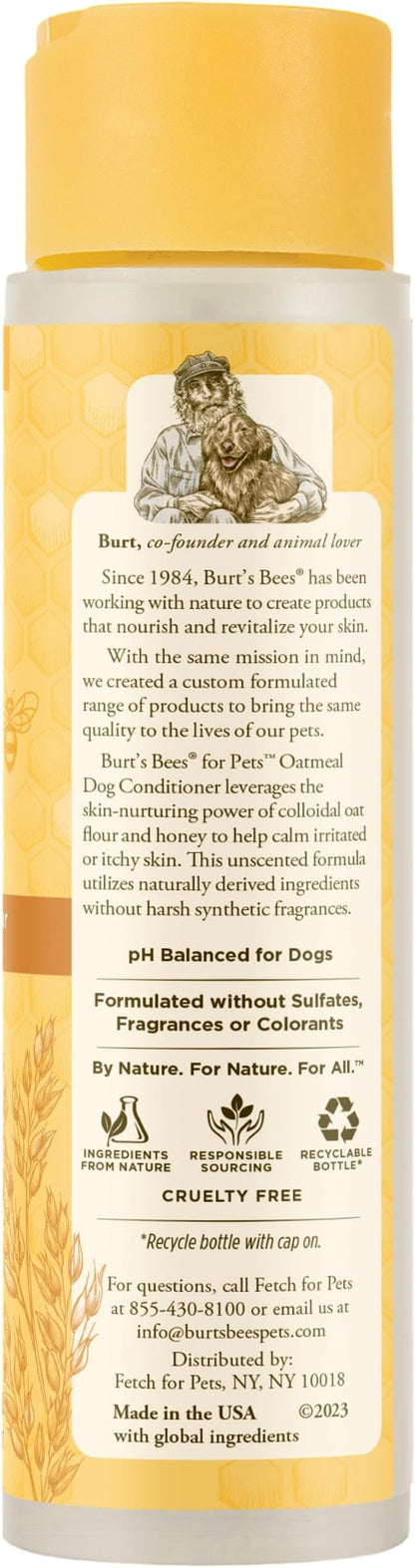 BURT'S BEES FOR PETS Oatmeal Dog Conditioner with Honey, Moisturizing Dog Coat Conditioner for Dry and Sensitive Skin to Help Soften and Nourish Coats During Grooming, 10 Fl Oz - 2 Pack