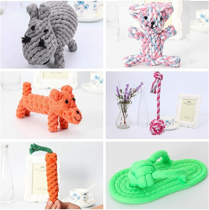6 Pack Ferret Rope Chew Toys Durable Knotted Rope Tug Perfect for Teething Mammals Cotton Claws Grinding Toys Interactive Dog Cat Toy Set