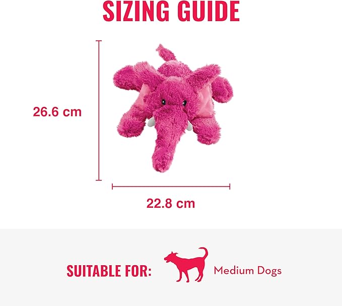 KONG Cozie Plush Dog Toy with Squeaker (Elmer The Elephant, Medium)