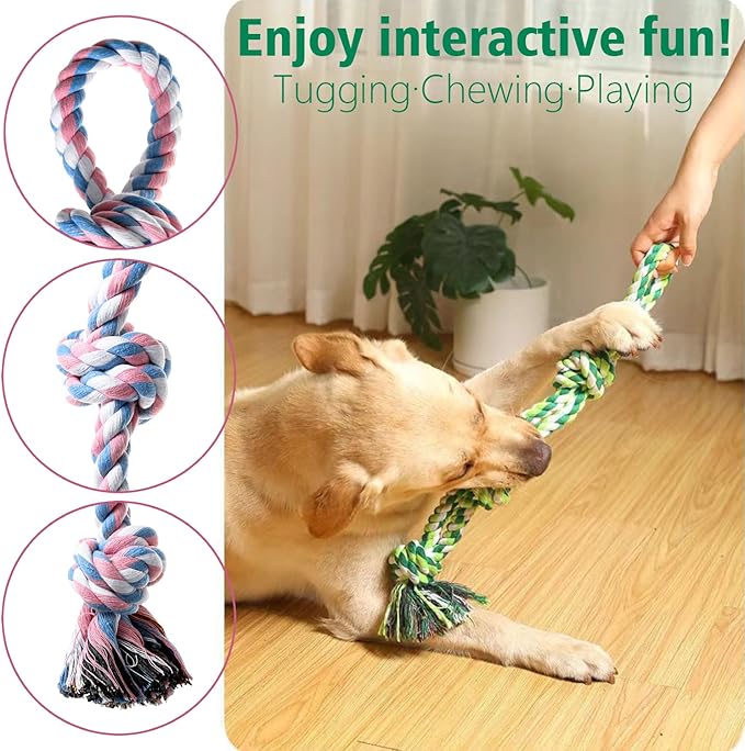 Indestructible Dog Toys - Tough Puppy Chew Toys for Aggressive Chewers, Dental Cleaning Tug of War Toy, Great for Small to Large Breeds