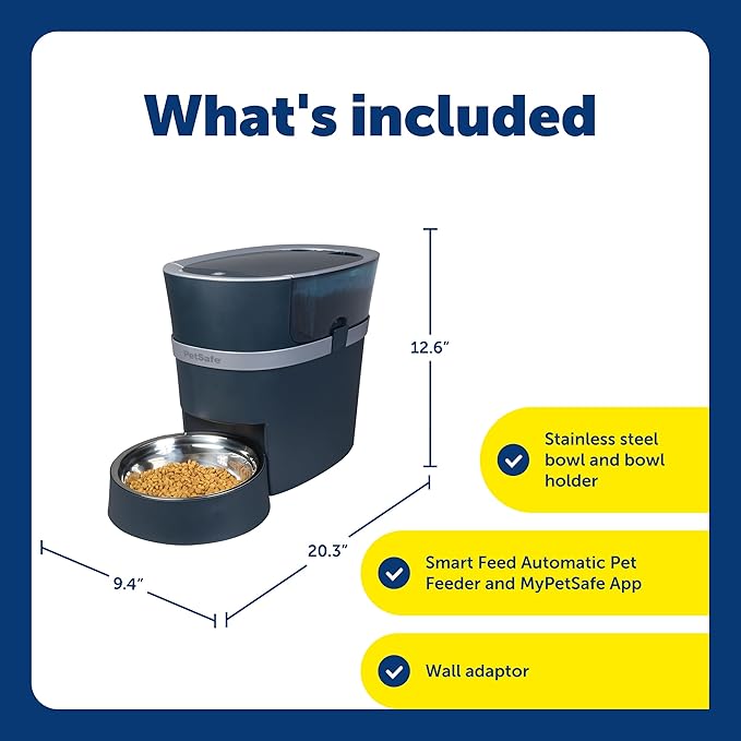 PetSafe Smart Feed Automatic Dog & Cat Feeder - Programmable Feeding - Adjustable Portion Control - WiFi Pet Feeder - Large Capacity - Stainless Steel Bowl - App Controlled
