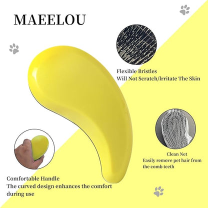Cat Brush for Shedding - Perfect Grooming Tool for Long-Haired Cats | Deshedding & Hair Remover for Indoor Pets (Yellow)