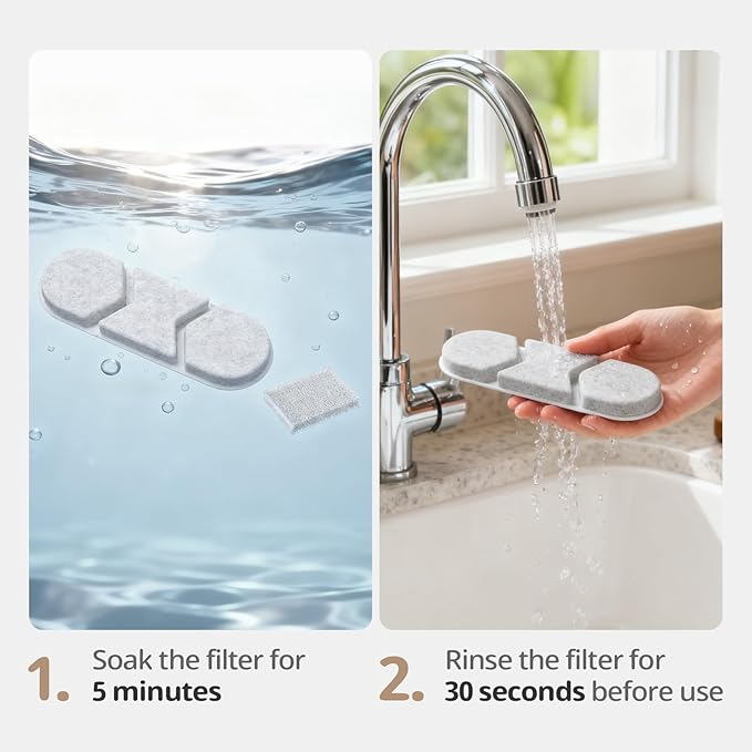 12 Packs Large Dogs Water Fountain Filters Specifically For The Models DYSJ01/FW120/WF160 With Capacities Of 4.2Gal/16L And 410oz/3.2Gal/12L Design And Production (12 Filters&12 Sponges)
