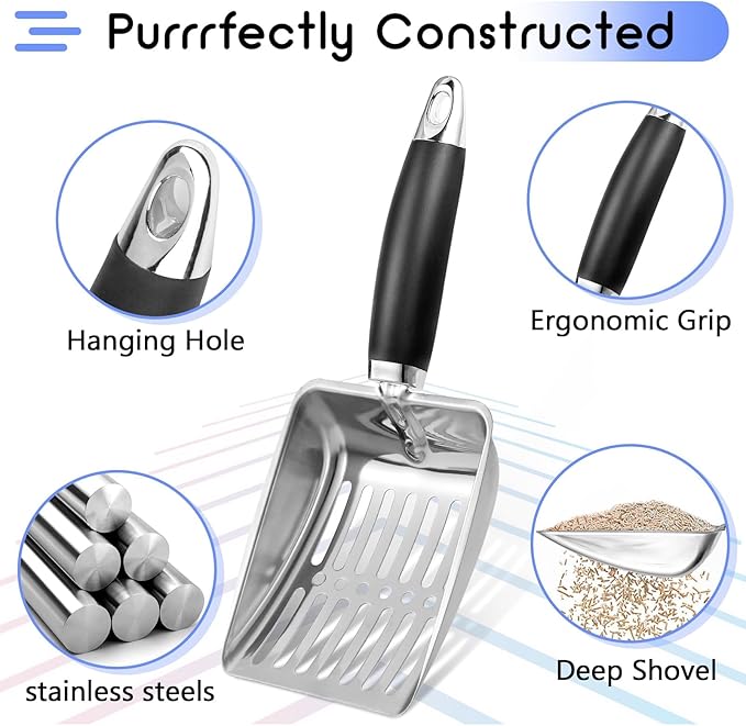 Stainless Steel Cat Litter Scoop,Metal Cat Litter Scoop,Kitty Metal Scooper,Sturdy Mesh Scooper