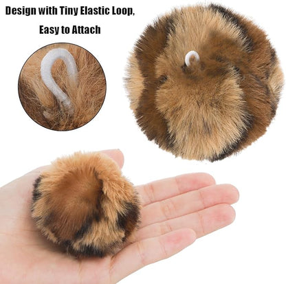 Nicunom 30 Pcs Cat Pom Pom Balls, 2" Faux Fur Pom Poms Catnip Furry Cat Toys Balls Fuzzy Large Soft Cat Plush Ball for Kitten Pet Interactive Chasing Playing Exercising (Leopard Style)