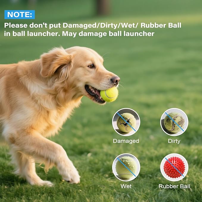 FAHKNS Automatic Dog Ball Launcher for Small Dogs, Indoor/Outdoor Interactive Dog Toy,USB Rechargeable Ball Thrower,10-30 Ft,Includes 15 Mini Tennis Balls,Green