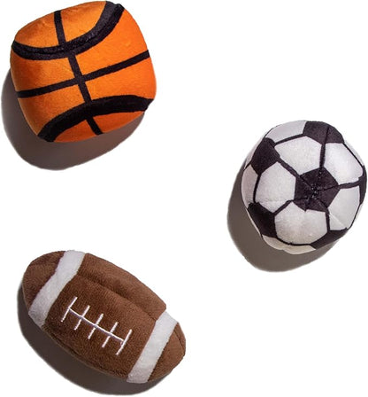Glow Pups Sports Balls, Dog Toy with Squeakers, 3 Pack: Football, Soccer, Basketball