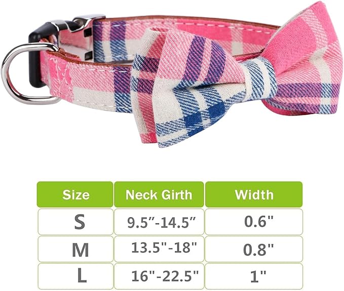Faleela Soft &Comfy Bowtie Dog Collar,Detachable and Adjustable Bow Tie Collar,for Small Medium Large Pet (Medium (Pack of 1), Pink)