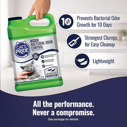 Cat's Pride Max Power: Bacterial Odor Control - Up to 10 Days of Powerful Odor Control - Strong Clumping - 99% Dust Free - Multi-Cat Litter, Scented, 15 Pounds
