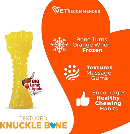 Nylabone Freezer Knuckle Bone Puppy Chew Toy, Soothing Teething Toys for Puppies, Color Changing, Lamb & Apple Flavor, Small Dogs - Up to 25 lbs., 1 Count