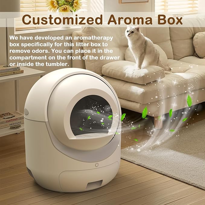Self Cleaning Cat Litter Box with APP Control, Automatic Liiter Box for Multiple Cats, Quiet Operation, Large Space, Includes Cat Litter Box Liners