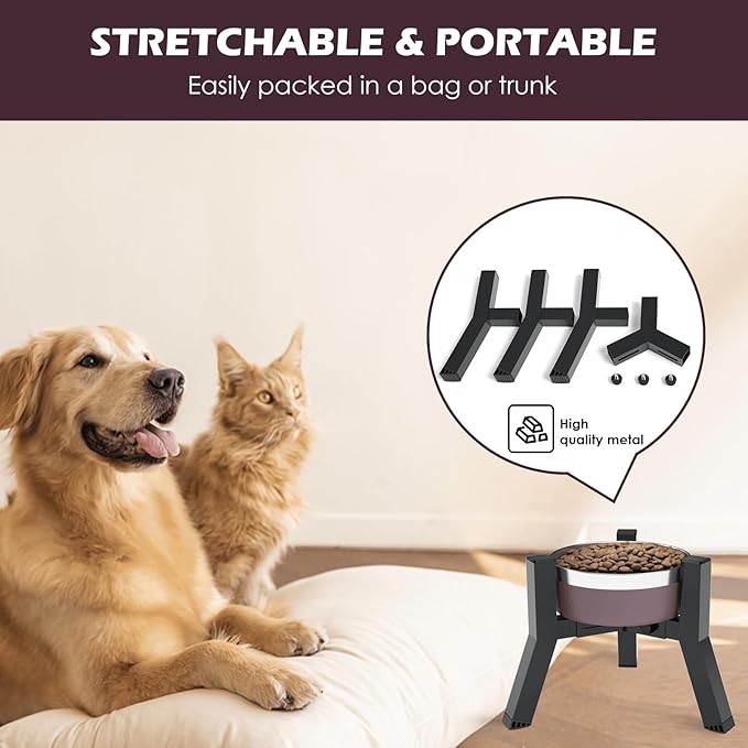 SHAINFUN Elevated Dog Bowls Adjustable Width Stand for 5.2-7.8" Wide Bowls, Food and Water Feeder for Medium Small Dogs, 7.8in Tall (Bowl Not Included)