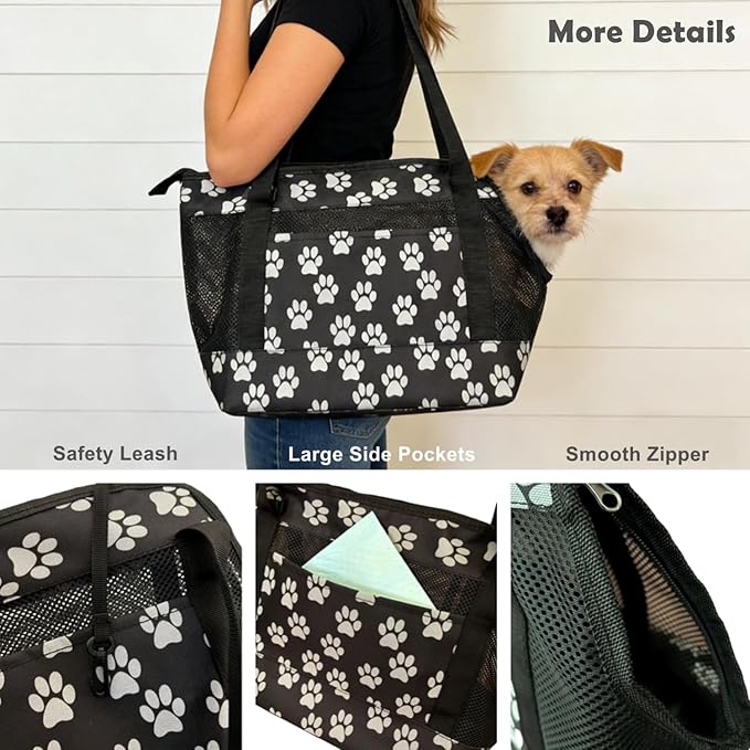 Dog Purse Carrier for Small Dogs with Pocket,Dog Carriers Soft Sided,Pet Carrier Purse for Puppy and Cats Up to16 lbs,Dogs and Puppies Tote Bag Carrier,Collapsible Travel Puppy Carrier