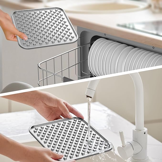 Stainless Steel Large Lick Mat for Dogs & Cats, Chew-Proof Slow Feeder, Anxiety Reducer, Whisker-Friendly for Cats, Non-Slip Heavy Duty Base, Raw Feeding Pad, Dishwasher Safe