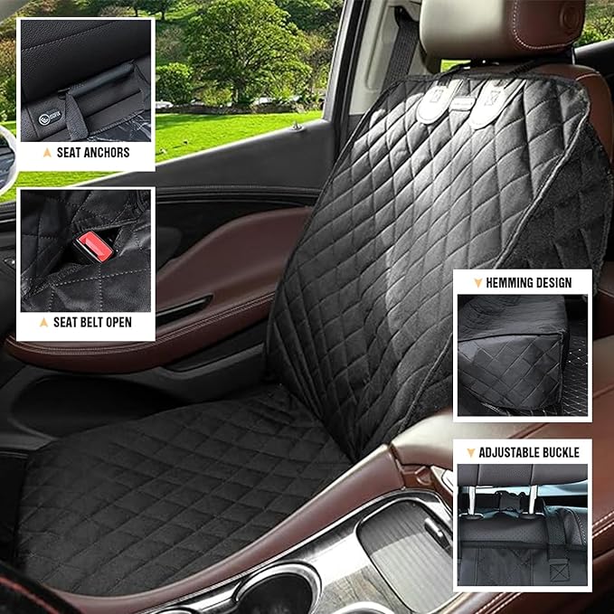 CBBPET Dog Car Seat Covers (Black Passenger Cushion)