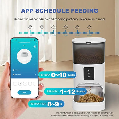 ANDOLL HOME 2.4G Automatic Cat Feeder, 4L WiFi Food Dispenser with 10s Voice Recorder, Pet Feeder up to 10 Meals per Day, Timed Cat Feeder with Dry Food Sealed Ring