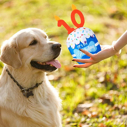Dog Birthday Cake Toy Accessories for Girl Boy Gifts, Squeaky Plush Toy for Dog Birthday Party Decor Favor for Large, Medium and Small Dogs(10th,Blue)