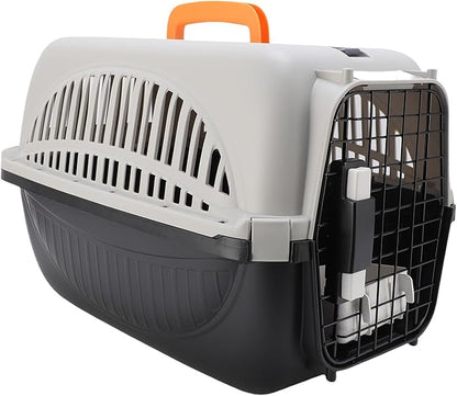 Plastic Pet Carrier Easy to Assemble Ample Space Excellent Ventilation Portable Dog Carrier for Outdoor Travel Durable Lightweight Plastic Pet Transport Box for Small Medium Dogs (Black)