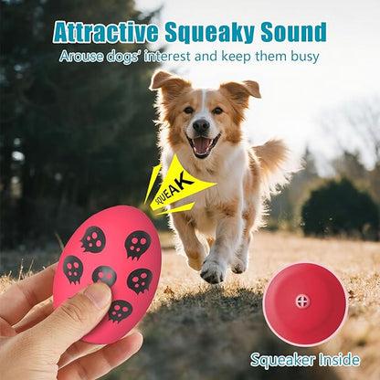 Dog Toys, Squeaky Latex Rubber Bouncy Balls, Squeaky Egg Dog Toys Balls, 3 Pack Interactive Squeak Dog Toy Set for Medium Large Breeds Dogs (3 Pack-A, Medium)