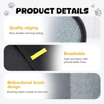 3Pcs Pet Hair Removal Glove, Electrostatic Hair Removal Glove for Cats and Dogs, Reusable Hair Remover for Couch, Carpet, Car Seat, Laundry Clothing Quick Cleaning Tool for Pet Owners (#1)