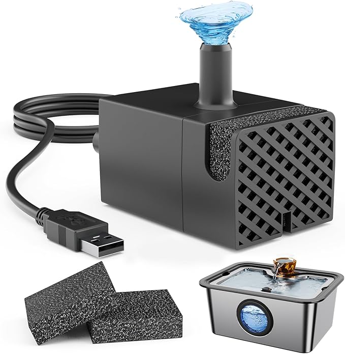 Replacement Water Pump for IAD 12L/3Gal Stainless Steel Dog Fountain, Ultra Quiet Water Pump with 6.6 ft Power Cable