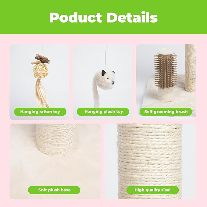 Best Pet Supplies Catify Cat Scratcher, Fun Interactive Scratchers, Posts, Poles, Claw Safe, Furniture Saver Indoor Play Support Natural Cat Behaviors Heavy Duty - Beige, 11.78 x 11.78