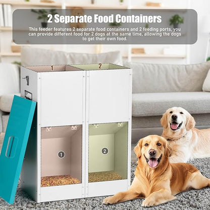 Gravity Automatic Dog Feeder for 2 Dogs - No Assembly Required, 46Lbs Capacity, Galvanized Metal Self Feeding Dog Food Dispenser, Double Pet Feeder for Outdoor and Indoor Use
