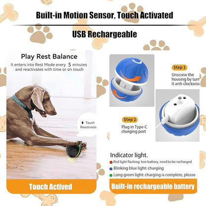 Valentines Day Gifts Interactive Dog Toys Dogs Ball,Moving Dog Toy with Touch Activated,Anti Boredom Dog Toys for Small Medium Dogs,Tough Motion Activated Automatic Vibrating Dog Ball