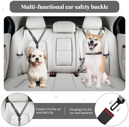 Heavy Duty Multifunctional Hands Free Dog Leash - Adjustable, Reflective Stitches, Car Safety Buckle, Waist Leash for Dog Walking, Running, Hiking - 5-7FT