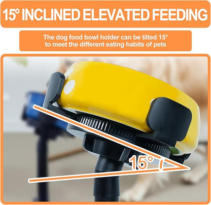 Adjustable Dog Bowl Stand Raised Bowl with 3 Heights Tilted Feeding Stand Elevated Stand for Dog Bowls Adjusts to 5.5",9.45",13.2" Non-Slip for Small Medium Large Dogs