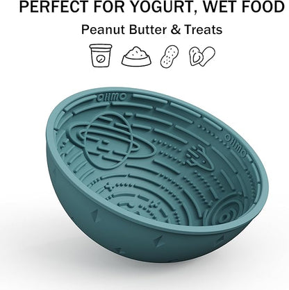 OHMO Slow Feeder Bowl Lick Mat for Dogs(Light Blue, 6.3") Interactive Soft Silicone w/Wobbly & Stable Galaxy Design, Reduces Pet Boredom Anxiety, Easy Clean