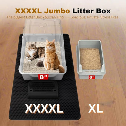 XXXXL Jumbo Stainless Steel Litter Box with Lid for Maine Coon, 28" L x 20" W x 19" H Extra Large Stainless Steel Cat Litter Box for Big Cat and Multi-Cats Families,Non-Sticky, Anti-Leakage (Black)