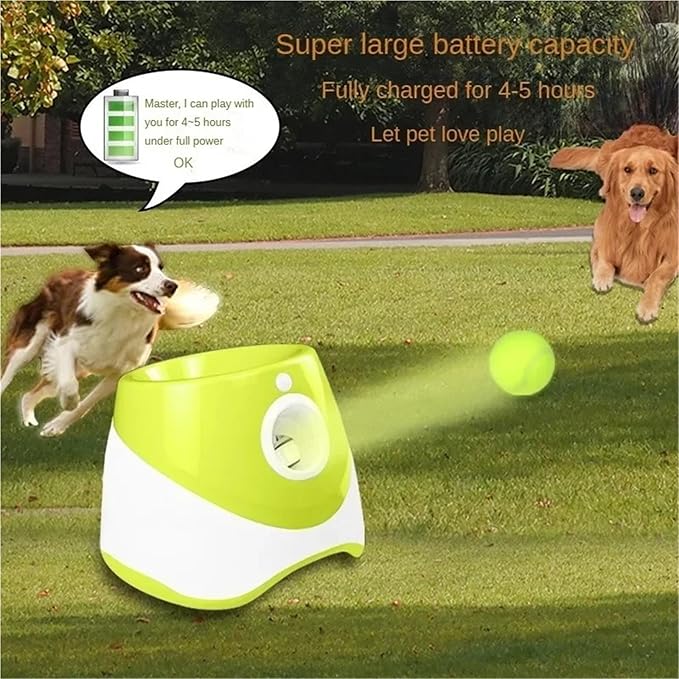 Dog Launcher Automatic Toy Tennis Throwing Pinball Machine Fun Interactive Throw Rechargable Catapult USB Charging(Dark Green)