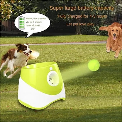 Dog Launcher Automatic Toy Tennis Throwing Pinball Machine Fun Interactive Throw Rechargable Catapult USB Charging(Dark Green)