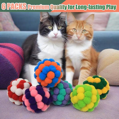 Cat Balls, 2 Inches Soft Fuzzy Balls, 6-Pack Large Ball Toys for Cat Kitten