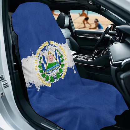 SEANATIVE Car Seat Towel Covers - Breathable Sweat Absorbing Automotive Seat Protectors for Gym, Camping & Pet Transport (Fits SUV/Truck), Flag of El Salvador Print