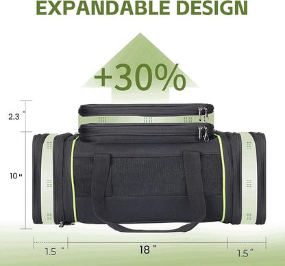 Black Expandable Pet Carrier for Cats/Dogs - Airline Approved, 2-Side & Height Extendable Design - Soft Sided Travel Bag(Black)