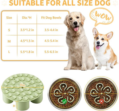 Slow Feeder Dog Bowls Insert, Bestalk Soft Silicone Slow Eating Dog Bowl Insert with Suction Cups for Small, Medium and Large Dogs(Green L)