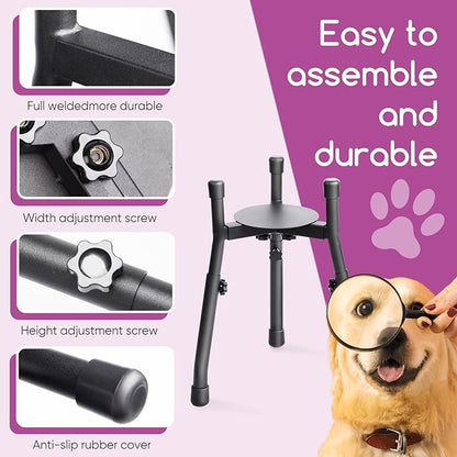 Adjustable Elevated Dog Bowl Stand, Metal Raised Feeder for Medium & Large Dogs, 3 Heights (8.8", 10.8", 12.5"), Width 6.3"–10.2", Spill-Proof Mat, Anti-Slip & Quiet, Bowl Not Included