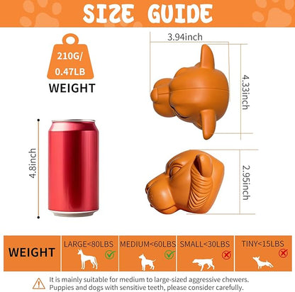 Tough Dog Toys for Aggressive Chewers | Natural Rubber Treat Dispensing Chew Toys for Medium Large Dogs, Interactive Slow Feeder Puzzle Toy for Boredom Relief & Teeth Cleaning, Dishwasher Safe
