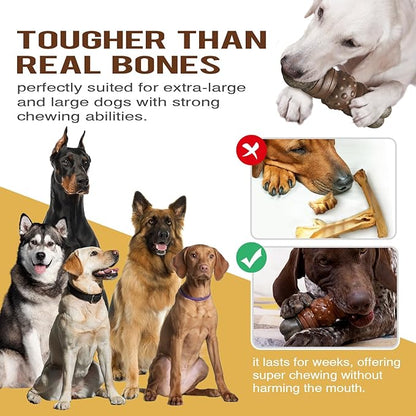 Indestructible Squeaky Dog Chew Toys for Aggressive Chewers, Food Grade Material, Tough Durable Dog Toys for Medium Large Breed (Brown)