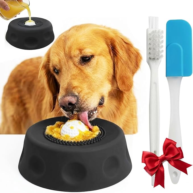 PuPa Paws Lick Bowl, Paw Calm Slow Feeder Dog Bowls for Liquid Treats, Interactive Non-Slip Dog Licking Toy Bowl, Enrichment Toy for Boredom & Anxiety Relief, Spatula & Cleaning Brush Set