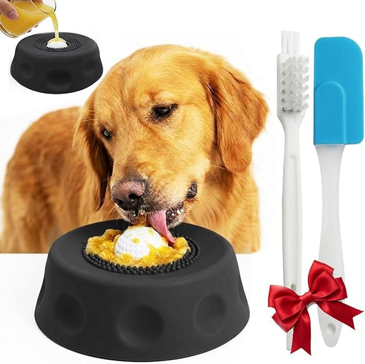 PuPa Paws Lick Bowl, Paw Calm Slow Feeder Dog Bowls for Liquid Treats, Interactive Non-Slip Dog Licking Toy Bowl, Enrichment Toy for Boredom & Anxiety Relief, Spatula & Cleaning Brush Set